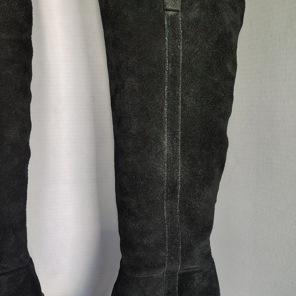 Madewell Jimi Over the Knee Suede Leather Boots Black 9.5 Stacked Heel Boots - Picture 13 of 17